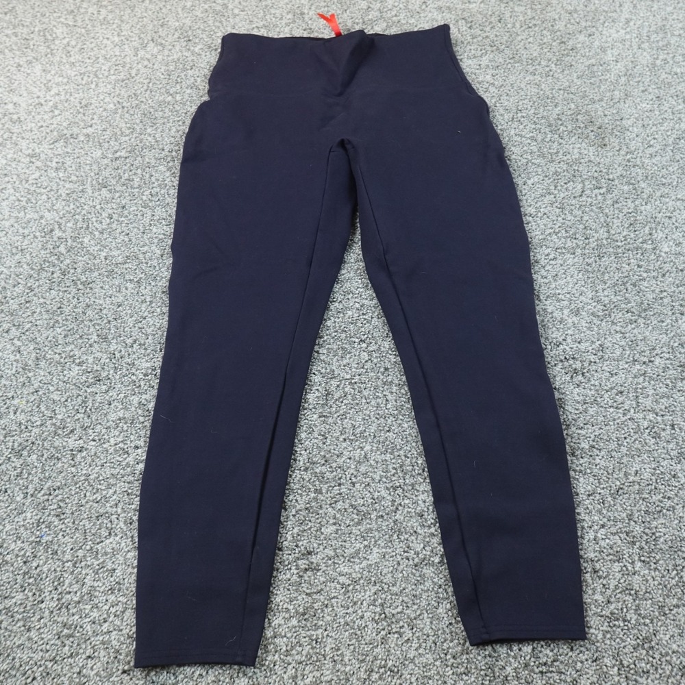 Spanx Leggings Womens L Navy Blue High Waist Pull On Ponte Yoga Pants Stretch